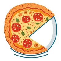 aptitlig skiva av pizza tecknad serie vektor illustration, snabb mat begrepp isolerat vektor, platt tecknad serie stil