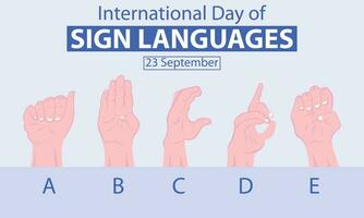 Illustration Vektor Grafik von fünf Zeichen Sprache posiert mit anders Hände, perfekt zum International Tag, International Tag von Zeichen Sprachen, zelebrieren, Gruß Karte, usw.