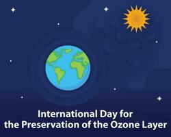 Illustration Vektor Grafik von das Ozon Schicht schützt das Erde von Exposition zu Solar- Strahlung, perfekt zum International Tag, Erhaltung von das Ozon Schicht, zelebrieren, Gruß Karte, usw.