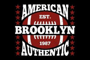 t-shirt typografi amerikansk brooklyn autentisk fotboll vektor