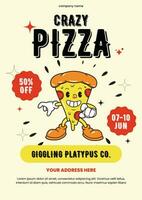 fri vektor en galen pizza flygblad design