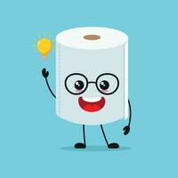 süß Clever Toilette Papier Charakter. komisch Gewebe habe Inspiration Idee Karikatur Emoticon im eben Stil. Toilette Papier Emoji Vektor Illustration