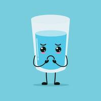 süß düster Wasser Glas Charakter. komisch traurig Glas Karikatur Emoticon im eben Stil. Wasser Emoji Vektor Illustration