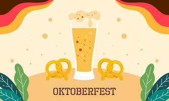 Lycklig oktoberfest öl festival platt design bakgrund vektor