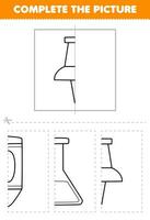 Bildung Spiel zum Kinder Schnitt und Komplett das Bild von süß Karikatur Stift Hälfte Gliederung zum Färbung druckbar Werkzeug Arbeitsblatt vektor