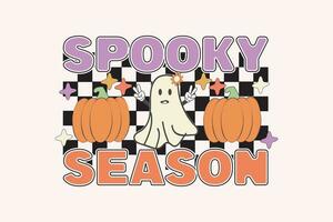 gespenstisch Jahreszeit retro Halloween komisch süß Typografie t Hemd Design Vektor drucken Vorlage