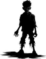 vektor zombie silhoutte. stående kuslig zombie. arg zombie med mörk ihålig vektor illustration på vit bakgrund.