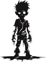 vektor zombie silhoutte. stående kuslig zombie. arg zombie med mörk ihålig vektor illustration på vit bakgrund.