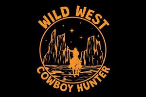 T-Shirt Wild-West-Cowboy-Jäger Wüste Vintage-Stil vintage vektor