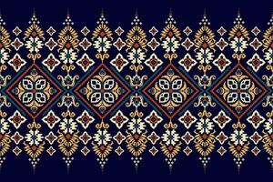 blommig korsa sy broderi på mörk lila bakgrund.geometrisk etnisk orientalisk mönster traditionell.aztec stil abstrakt vektor illustration.design för textur, tyg, kläder, inslagning, dekoration.