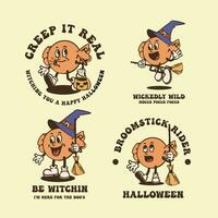 Halloween Süßigkeiten Jahrgang Karikatur vektor