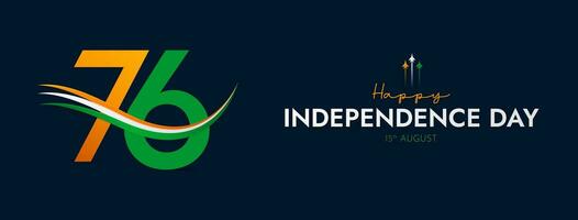indisch Unabhängigkeit Tag Feier von das 76 .. Unabhängigkeit Tag vektor