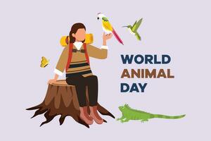 Welt Tier Tag auf Oktober 4 Konzept. farbig eben Vektor Illustration isoliert.
