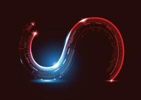 Technologie abstrakt rot Blau Neon- Schriftart und Alphabet vektor