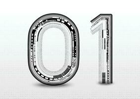 Technologie abstrakt 01 Schriftart Alphabet auf grau Hintergrund vektor