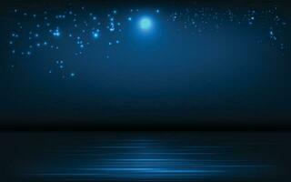bakgrund av de hav och de natt himmel med glittrande stjärnor vektor