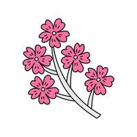 rosa blommig gren i klotter stil vektor