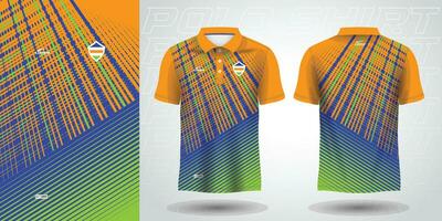 Blau Grün Orange Polo Sport Hemd Sublimation Jersey Vorlage vektor