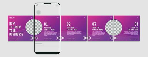 uppsättning av karusell posta mall, redigerbar karusell posta, social media karusell posta för företag. vektor