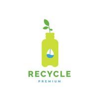 återvinna flaska logotyp med blad natur miljö vektor mall ikon
