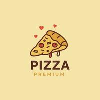 söt pizza logotyp maskot vektor ikon illustration. mat tecknad serie platt stil lämplig för restaurang