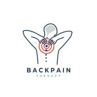 zurück Schmerzen Vektor Logo Illustration. Chiropraktik Symbol Design Rücken Symbol zum physio Therapie passen zum Klinik