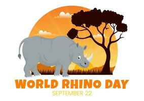 Welt Nashorn Tag Vektor Illustration auf 22 September zum Liebhaber und Verteidiger von Nashörner oder Tier Schutz im eben Karikatur Hand gezeichnet Vorlagen
