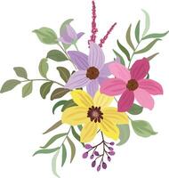 Kranz mit bunt Wildblumen, Hochzeit Strauß Vorlage oder Gruß Karte vektor