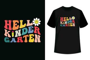 Hallo Kindergarten Mannschaft freundlicher zurück zu Schule Lehrer Kinder T-Shirt vektor