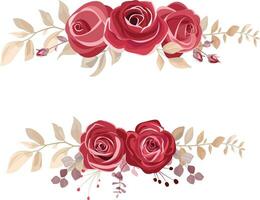 bukett med rödbrun blommor och grön löv. rödbrun blomma stjälkar. bröllop inbjudan tapet, brevpapper, mode grafik. vektor