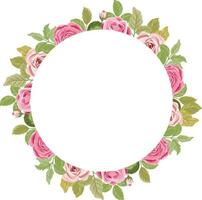 blommig ram med skön rosa ro vektor