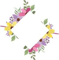 Wildblume Rahmen auf Weiß Hintergrund. bunt Sommer- Wiese Blumen und Blätter, botanisch Vorlage zum Karten, Einladungen vektor