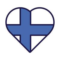 finland flagga festlig patriot hjärta översikt ikon vektor