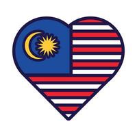 Malaysia Flagge festlich Patriot Herz Gliederung Symbol vektor