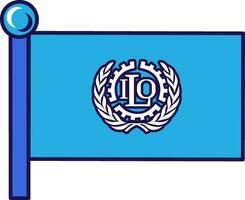 internationell arbetskraft organisation flaggstång flagga vektor