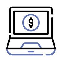 Dollar Münze Innerhalb Laptop Bildschirm zeigen E-Banking Konzept Vektor