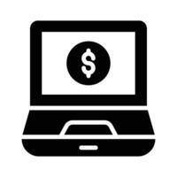 Dollar Münze Innerhalb Laptop Bildschirm zeigen E-Banking Konzept Vektor