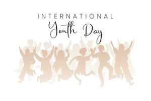 International Jugend Tag Feier, Vektor Illustration freundlich Team, Zusammenarbeit, Freundschaft, Karte mit bunt Menge Menschen