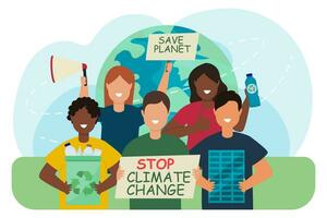 aktivister bekämpa klimat förändra. samling. ekologisk kris. global katastrof. vektor