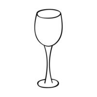 hand dragen vin glas illustration. alkohol dryck ClipArt i klotter stil. enda element för design vektor