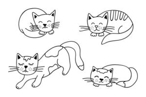 Hand gezeichnet Katze Clip Art. süß Haustier Gekritzel einstellen vektor