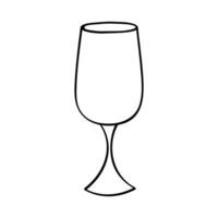 hand dragen vin glas illustration. alkohol dryck ClipArt i klotter stil. enda element för design vektor