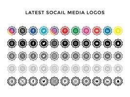 social media ikon logotyp uppsättning, Facebook, Twitter, Youtube, Instagram. social media logotyper vektor
