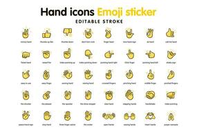 gul Färg hand ikoner emoji klistermärke vektor