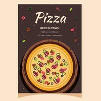 pizza flygblad, affisch, omslag, baner eller bakgrund. vektor illustration.