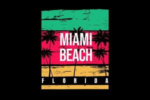 t-shirt retrostil Miami Beach Florida kokosnöt träd design vektor