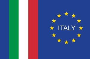 Italien och europeisk union nationell officiell flagga symbol, baner vektor illustration.