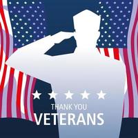 Happy Veterans Day, Silhouette Soldat und uns Flaggen vektor