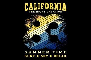 t-shirt kalifornien urlaub sommerzeit surfen himmel entspannen typografie retro-stil vektor