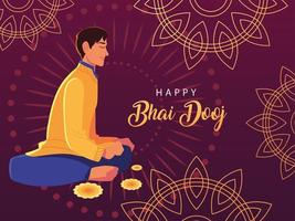 Happy Bhai Dooj mit indischem Mann Cartoon-Vektor-Design vector